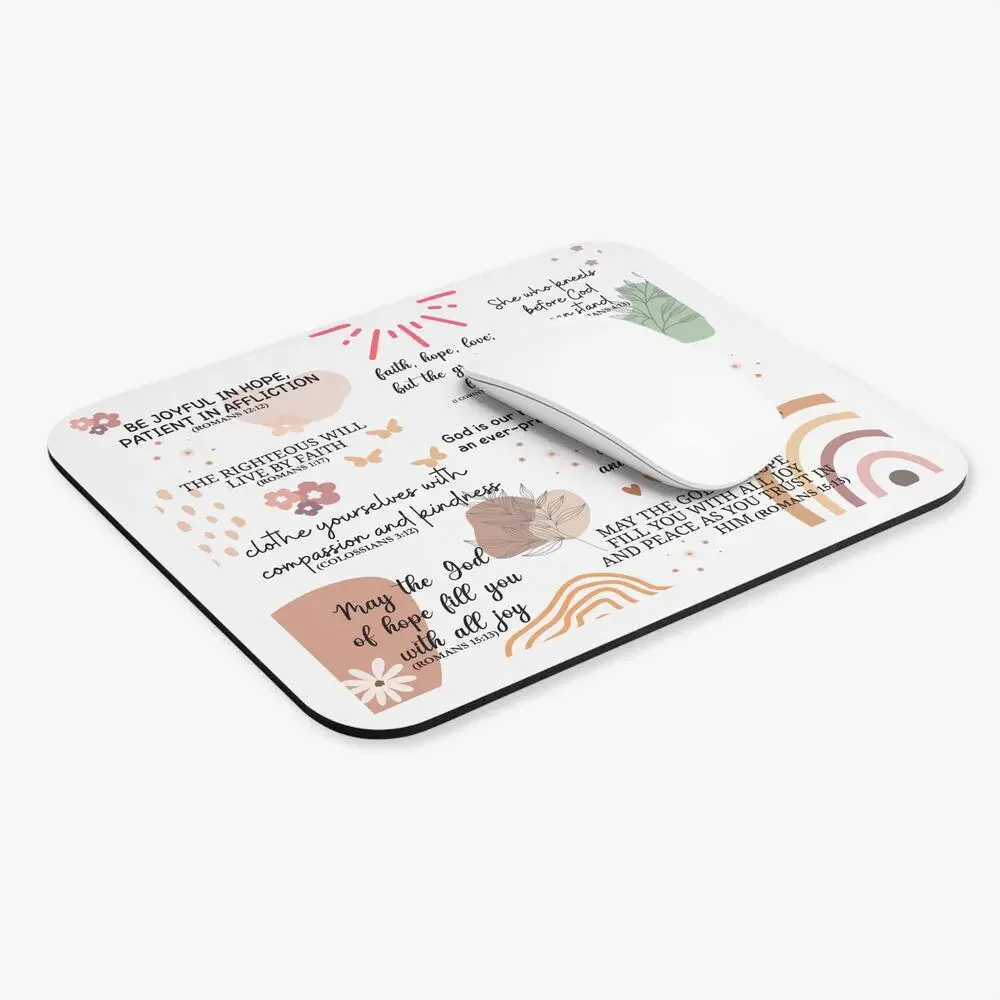 Inspirational Bible Verse Mouse Pad | Pastel Floral Christian Desk Mat